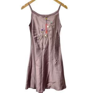 Unif Stem Dress Rose Satin Mini Dress Women’s Size Small New Slip Dainty floral